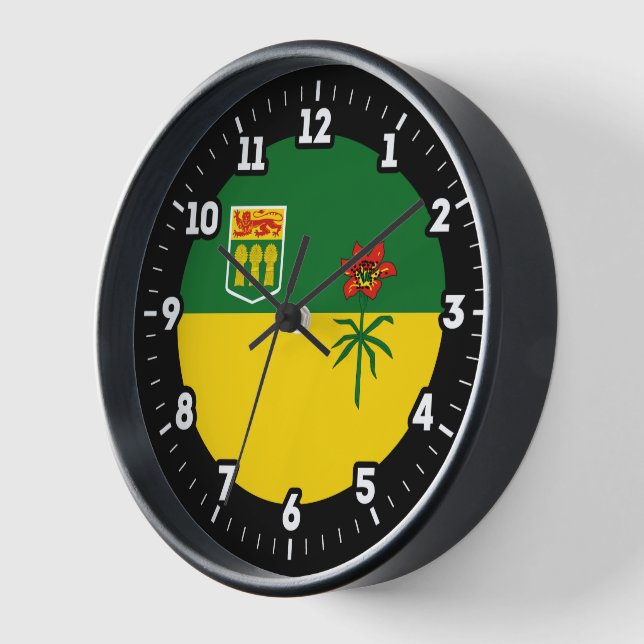 Horloge Numéro graphique du drapeau de la Saskatchewan (Angle)