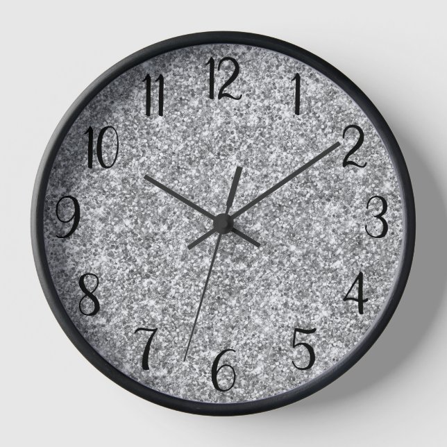 Horloge Numéro noir Parties scintillant argent (Recto)