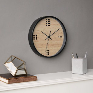 Horloge Numéros De Points Contemporains Sur Faux Bois