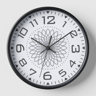 Horloge Numéros géométriques modernes en mandala noir et b