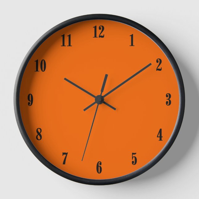 Horloge Numéros noirs orange solides (Recto)