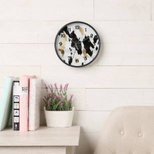 Horloge Occidental Noir Blanc Glam Or Cowhal