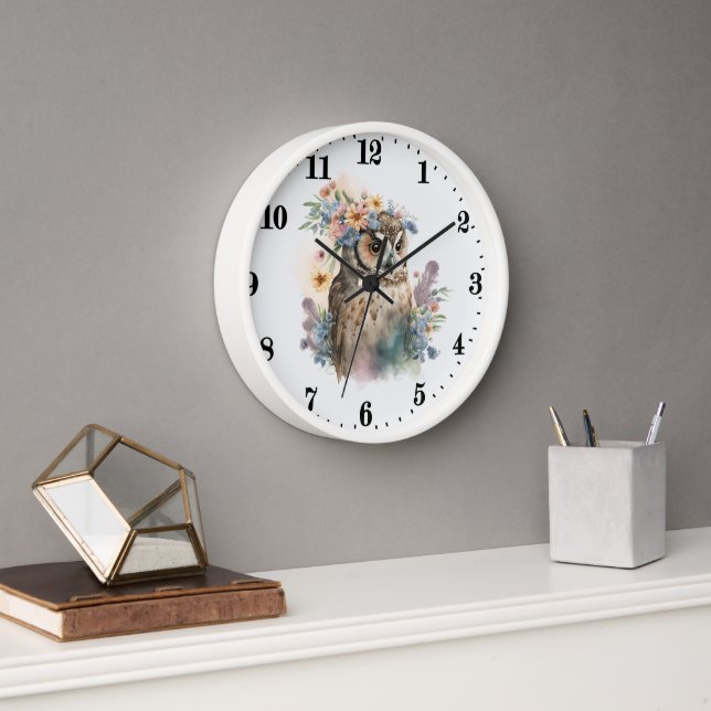 Horloge oiseau adorant la chouette (Bureau)