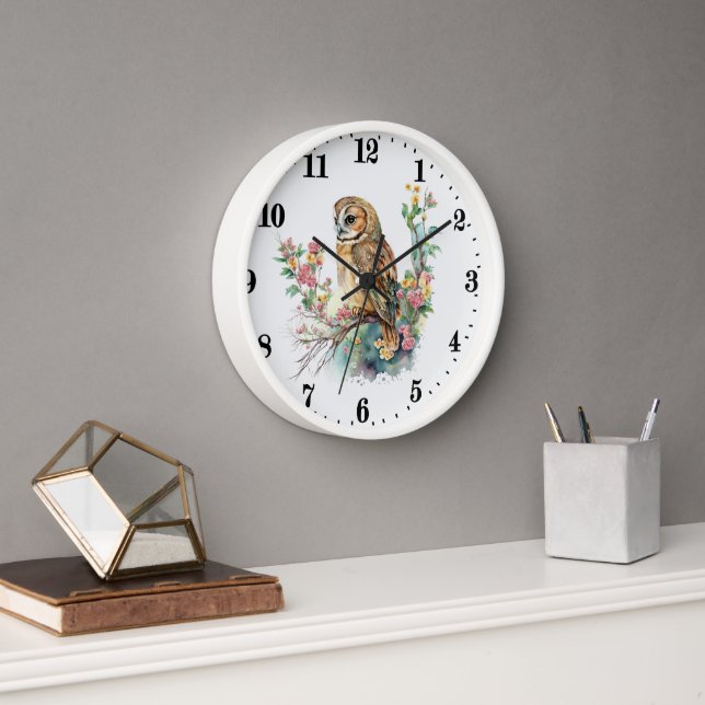 Horloge oiseau adorant la chouette (Bureau)