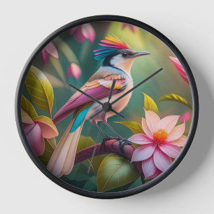 Horloge Oiseau fantastique Geai à crête arc-en-ciel