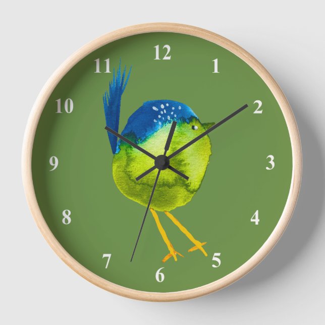 Horloge Oiseau vert mignon (Recto)