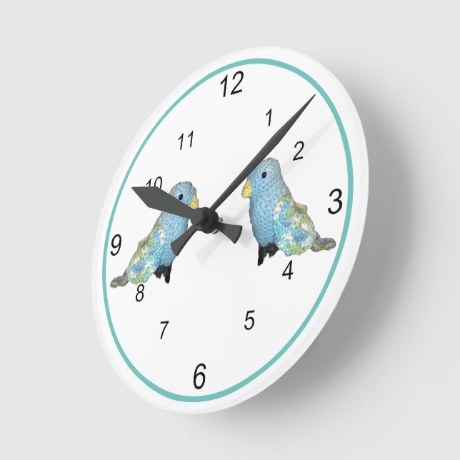 Horloge - Oiseaux bleus et verts (Angle)