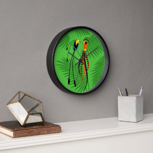 Horloge Oiseaux colorés et lumineux du paradis