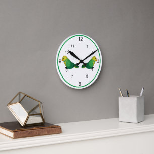 Horloge - Oiseaux verts et jaunes