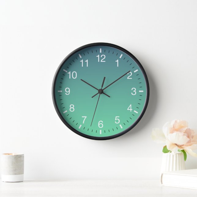 Horloge Ombre verte de menthe Turquoise moderne (Maison)