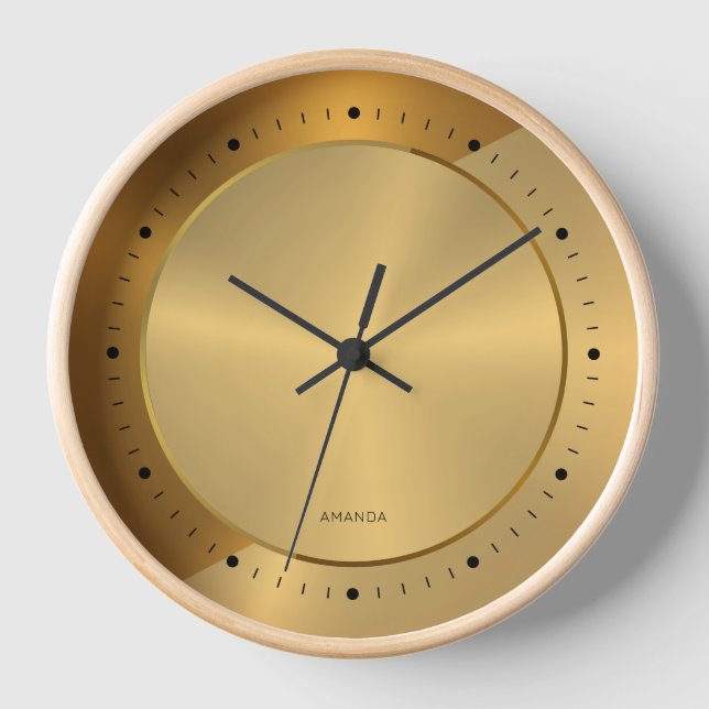 Horloge Or métallique et cuivre conception géométrique (Recto)