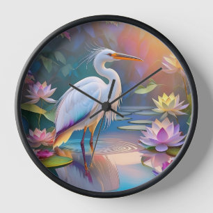 Horloge Orange Billed White Heron Imaginaire Bird