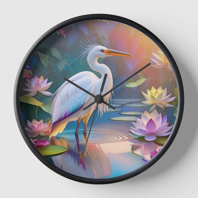 Horloge Orange Billed White Heron Imaginaire Bird (Recto)