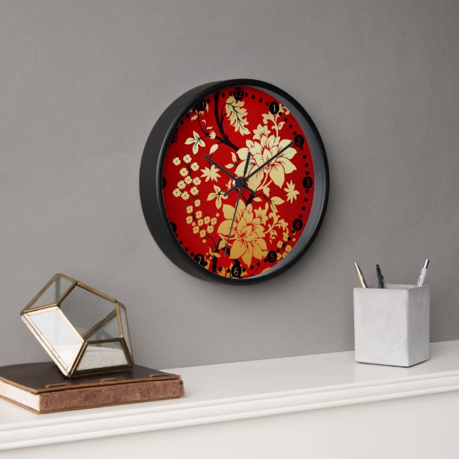 Horloge Oriental Golden Flowers (Bureau)