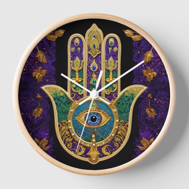 Horloge Ornate Gold Troisième Oeil Hamsa (Recto)