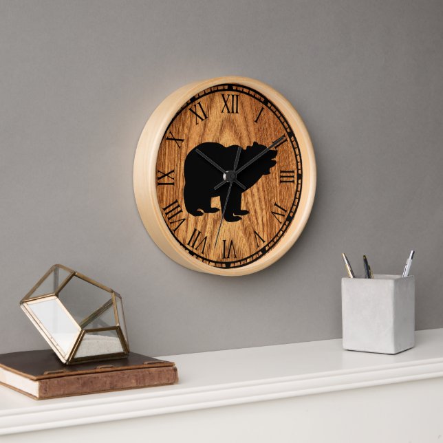 Horloge ours noir rustique mignon (Bureau)