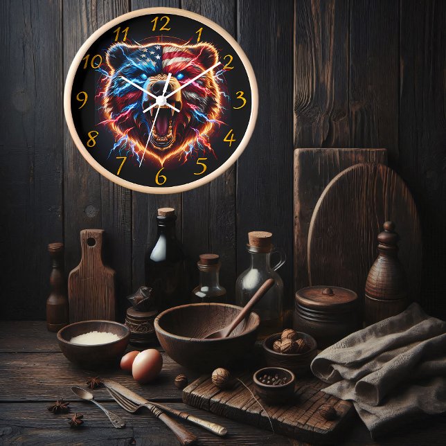 Horloge Ours patriotique : Rouge, Blanc et Roars (Créateur téléchargé)