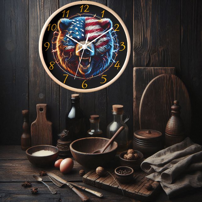 Horloge Ours patriotique : Symbole de l'Amérique (Créateur téléchargé)