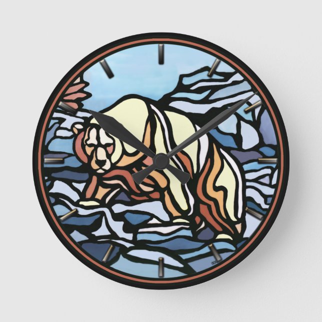 Horloge Ours Polaire Cool Ours Tribal Art Mur Horl (Recto)