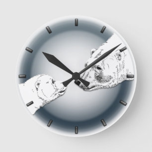 Horloge Ours Polaire Mère & Cube Ours Art Mur Horl
