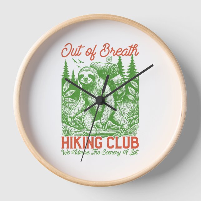 Horloge Out Breath Funny Sloth Randonnée Club (Recto)