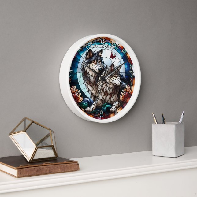 Horloge Paire de loup à lunette en verre tendu (Bureau)