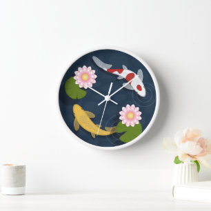 Horloge Paire de poisson japonais Koi