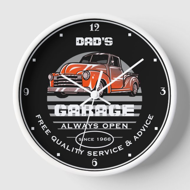 Horloge Papa's ou n'importe quel nom Garage Toujours ouvri (Recto)