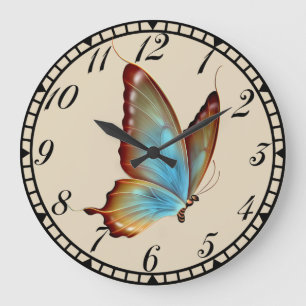 Horloge papillon bleu