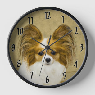 Horloge Papillon (Hound Tri) Peinture - Art Chien original