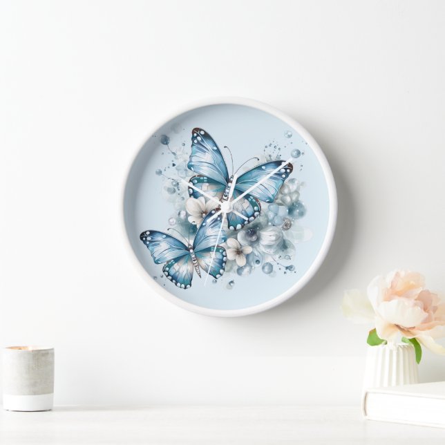 Horloge Papillons bleus (Maison)