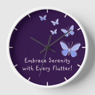 Horloge Papillons Motifs Kaléidoscope Bleu Violet Motivati
