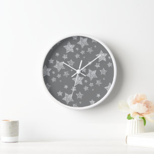 Horloge Parties scintillant argent scintille Étoiles motif
