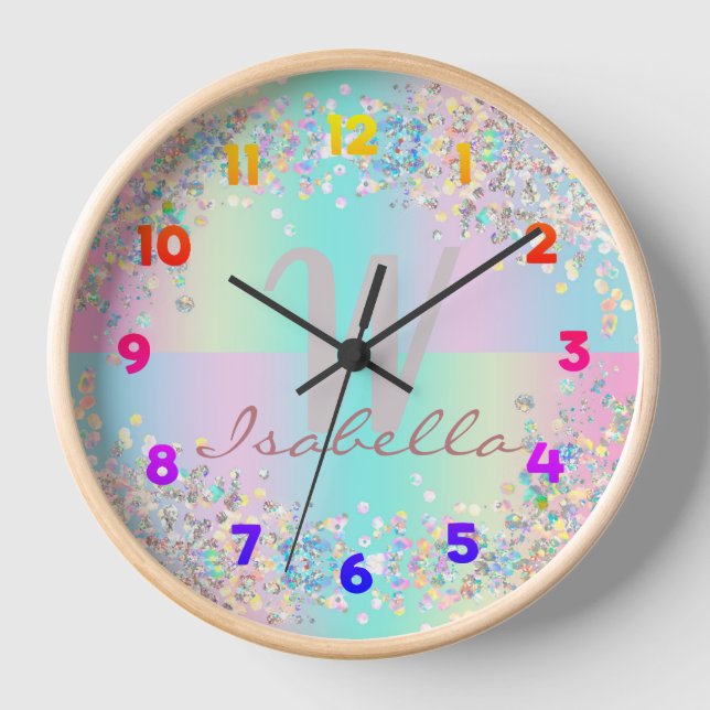 Horloge Parties scintillant holographique Unicorn (Recto)