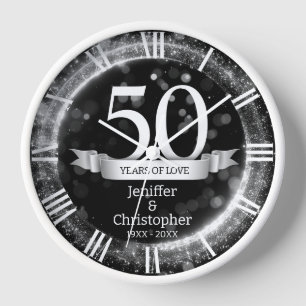 Horloge Parties scintillant noire argent Modifier année Ma