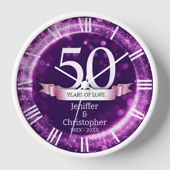 Horloge Parties scintillant violette Modifier l'année Anni (Recto)