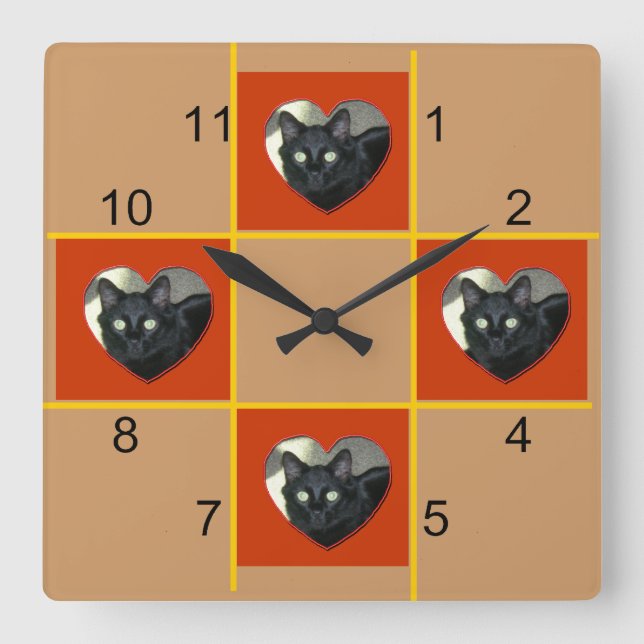 Horloge - Patchwork pour animaux (coeur rouge) (Recto)