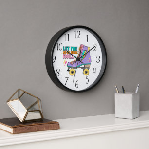 Horloge Patinage à rouleaux rétro cool