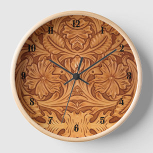 Horloge Pays rustique style sud-ouest cuir occidental