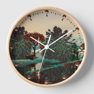 Horloge PAYSAGE ALIEN, ARBRES, HYPERION LAGON Sci Fi