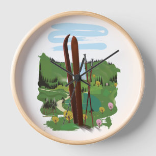 Horloge Paysage de ski