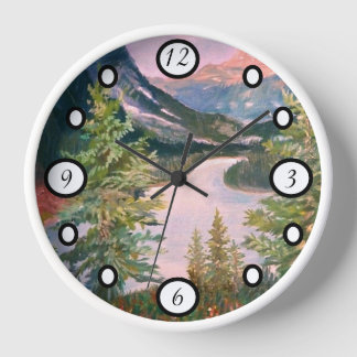 Horloge paysages de montagnes peintes