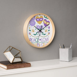 Horloge Peace Love Mardi Gras Beads pour les femmes Carniv