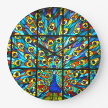 Horloge Peacock en verre tendu