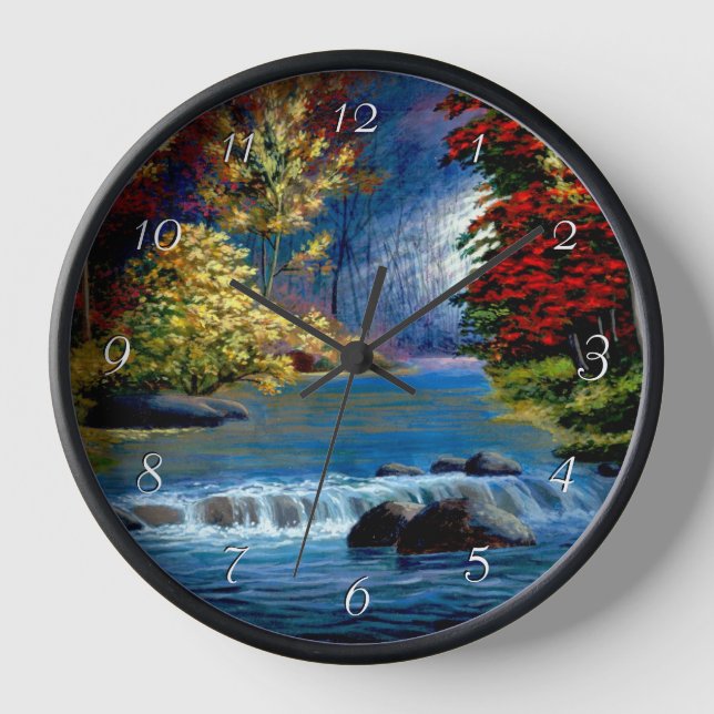 Horloge Peint Mystérieux Bois et Rivière (Recto)