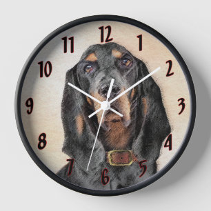 Horloge Peinture de Black & Tan Coonhound - Art original d