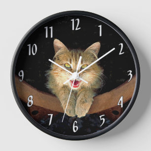 Horloge Peinture de chat Mad - Cute Original Cat Art