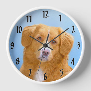 Horloge Peinture de chien Retriever de la Nouvelle-Écosse 