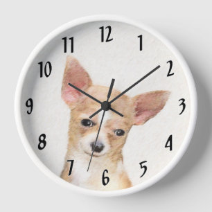 Horloge Peinture de Chihuahua - Jolie œuvre d'art original