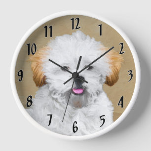 Horloge Peinture de chiot Lhasa Apso - Art original de chi